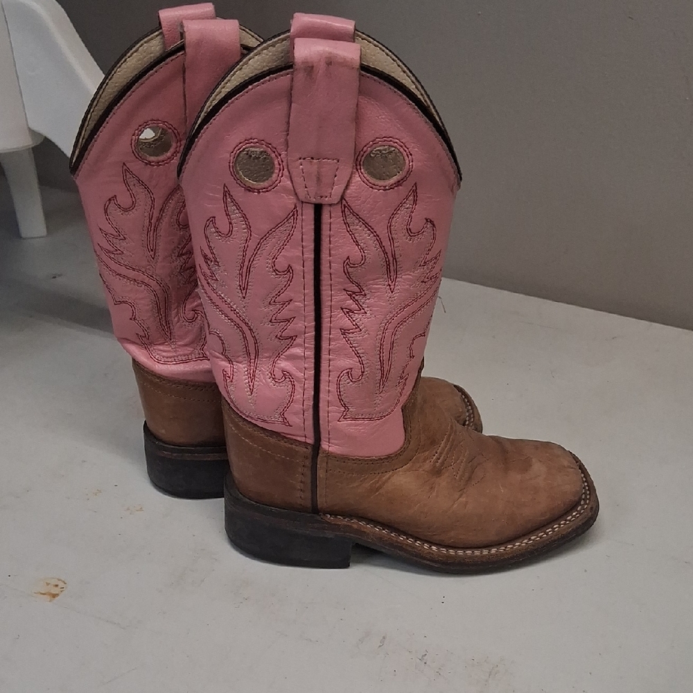 Old West Kids Pink and Tan Boots